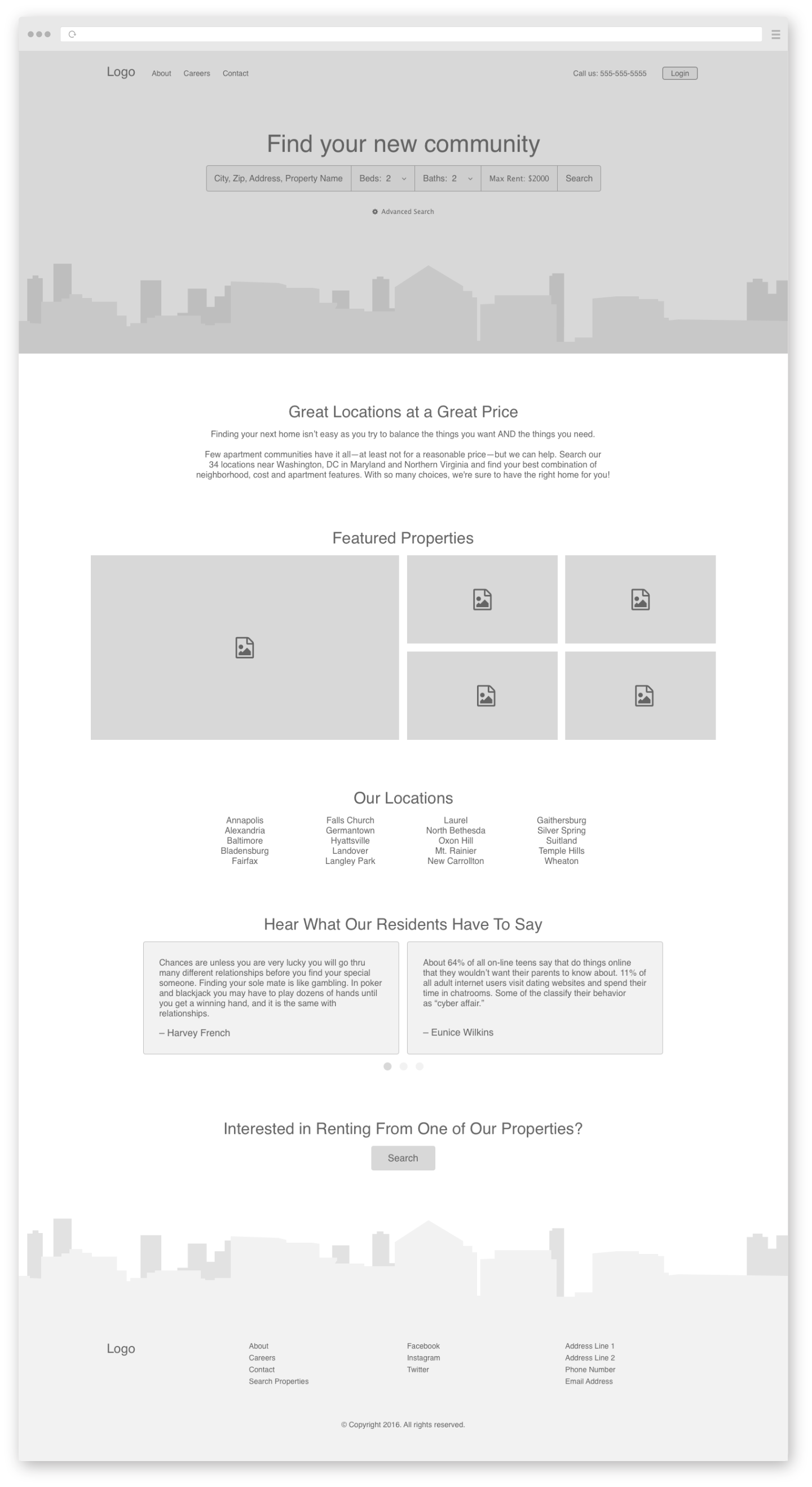 Wireframe Homepage